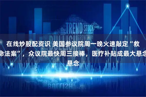 在线炒股配资识 美国参议院周一晚火速敲定“救命法案”，众议院最快周三接棒，医疗补贴成最大悬念
